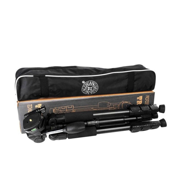 Q111 4-Section Folding Legs Live Broadcast Aluminum Alloy Tripod Mount with Three-dimensional Damping Tripod Heads(Red)