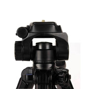 Q111 4-Section Folding Legs Live Broadcast Aluminum Alloy Tripod Mount with Three-dimensional Damping Tripod Heads(Red)
