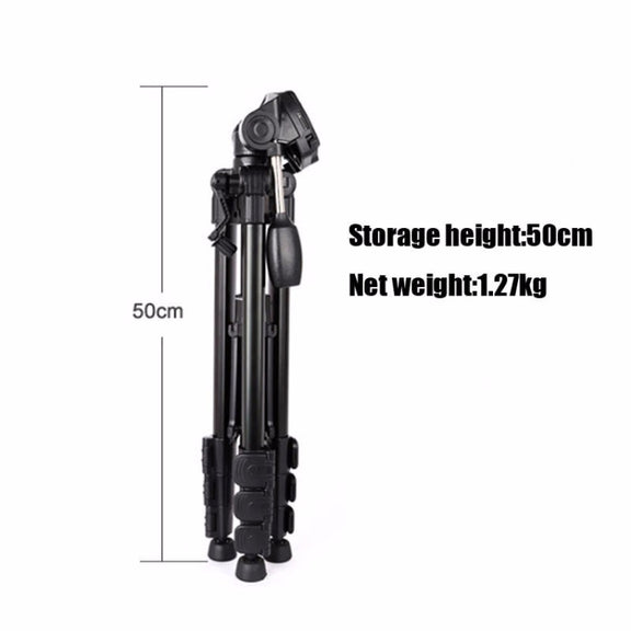 Q111 4-Section Folding Legs Live Broadcast Aluminum Alloy Tripod Mount with Three-dimensional Damping Tripod Heads(Red)