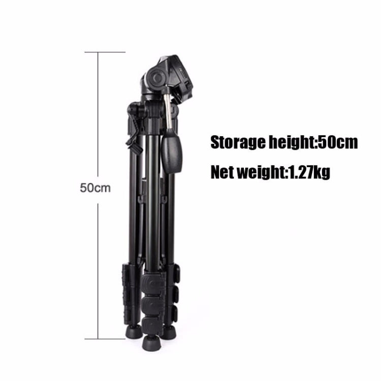 Q111 4-Section Folding Legs Live Broadcast Aluminum Alloy Tripod Mount with Three-dimensional Damping Tripod Heads(Red)