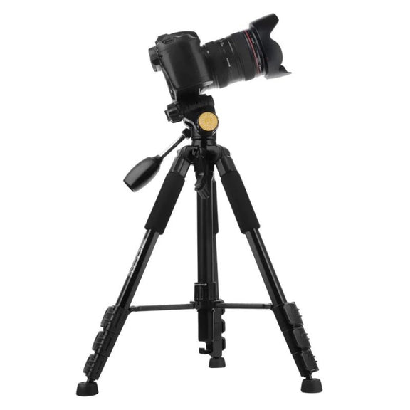 Q111 4-Section Folding Legs Live Broadcast Aluminum Alloy Tripod Mount with Three-dimensional Damping Tripod Heads(Red)