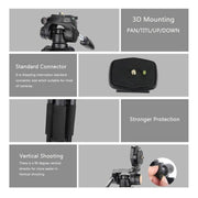Q111 4-Section Folding Legs Live Broadcast Aluminum Alloy Tripod Mount with Three-dimensional Damping Tripod Heads(Black)