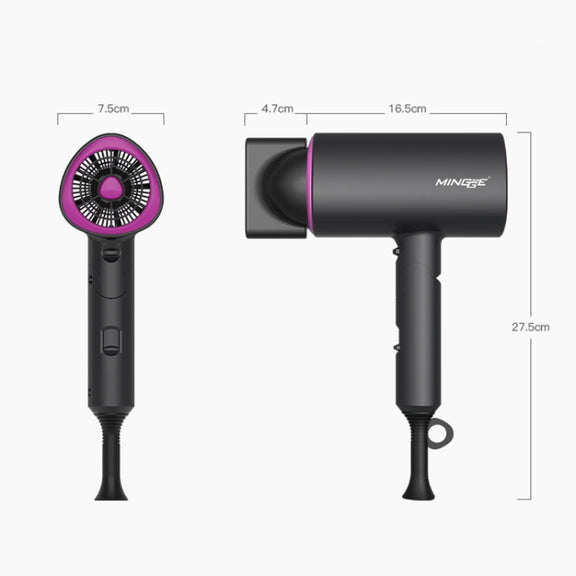 Mingge T1 T Style 1800W High-power Cold Hot Air Wind Fast Drying Folding Hair Dryer, Plug Type:UK Plug(White)