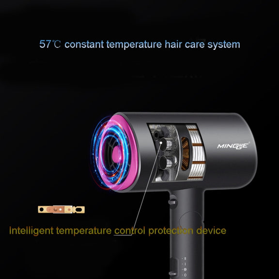 Mingge T1 T Style 1800W High-power Cold Hot Air Wind Fast Drying Folding Hair Dryer, Plug Type:UK Plug(White)