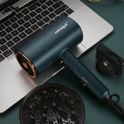 Mingge T1 T Style 1800W High-power Cold Hot Air Wind Fast Drying Folding Hair Dryer, Plug Type:UK Plug( Green)