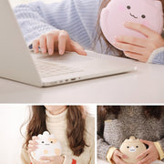 Cartoon Silicone Mini Warm Belly Warm Palace Water Injection Explosion-Proof Warm Water Bag(Coral Powder)