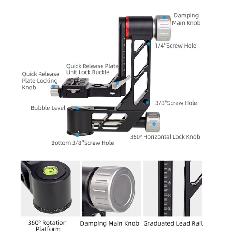 Xiletu Xgh3 360 Degree Rotation Horizontal Cantilever Hollow Gimbal Tripod Head - free shipping - PMC TechLife - Order now!