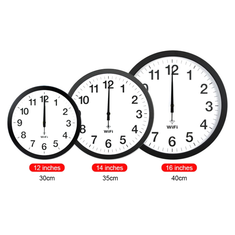 Smart Network Automatic Time Synchronization Wifi Wall Clock Modern Minimalist Silent Living Room Clock, Size:16 inch(White)