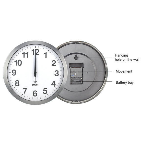 Smart Network Automatic Time Synchronization Wifi Wall Clock Modern Minimalist Silent Living Room Clock, Size:16 inch(White)