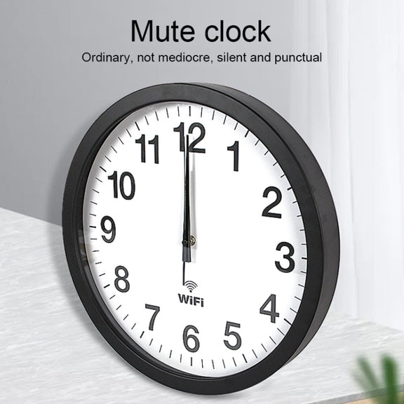 Smart Network Automatic Time Synchronization Wifi Wall Clock Modern Minimalist Silent Living Room Clock, Size:16 inch(White)