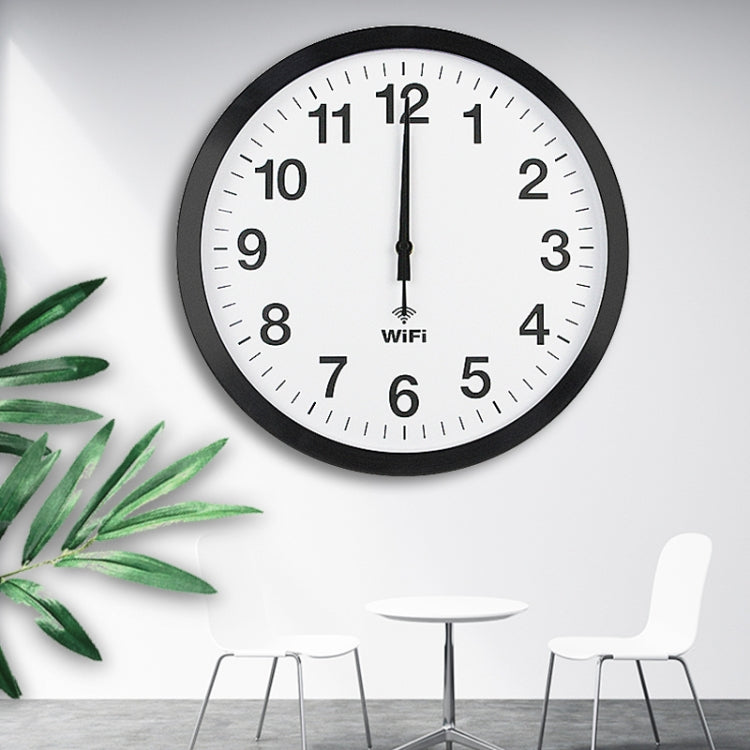 Smart Network Automatic Time Synchronization Wifi Wall Clock Modern Minimalist Silent Living Room Clock, Size:16 inch(White)