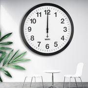 Smart Network Automatic Time Synchronization Wifi Wall Clock Modern Minimalist Silent Living Room Clock, Size:16 inch(Black)