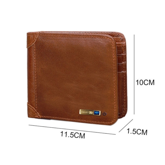 Men Leather Business Wallet Smart Anti-Lost Anti-Theft Wallet, Style:Smart(Brown)