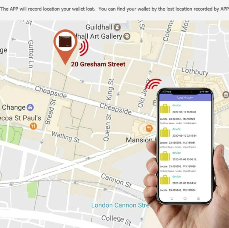 Men Leather Business Wallet Smart Anti-Lost Anti-Theft Wallet, Style:Smart(Brown) - free shipping - PMc TechLife - Order now!