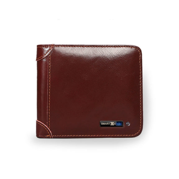 Men Leather Business Wallet Smart Anti-Lost Anti-Theft Wallet, Style:Smart(Wine Red)