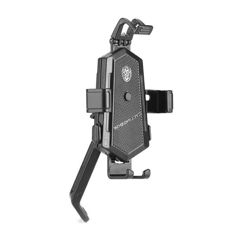 Bicycle Mobile Phone Holder Can Rotate And Adjust Fixed Aluminum Alloy Bracket Automatic Grab Bracket, Style:Rearview Mirror Installation(Black) - Holders by PMC TechLife | Online Shopping South Africa | PMC TechLife | Buy Now Pay Later Mobicred