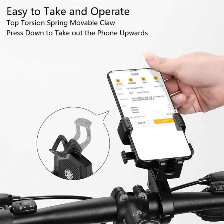Bicycle Mobile Phone Holder Can Rotate And Adjust Fixed Aluminum Alloy Bracket Automatic Grab Bracket, Style:Rearview Mirror Installation(Silver) - Holders by PMC TechLife | Online Shopping South Africa | PMC TechLife | Buy Now Pay Later Mobicred