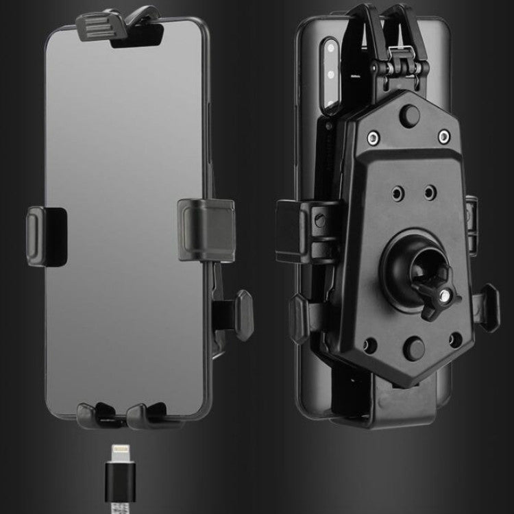 Bicycle Mobile Phone Holder Can Rotate And Adjust Fixed Aluminum Alloy Bracket Automatic Grab Bracket, Style:Rearview Mirror Installation(Black) - Holders by PMC TechLife | Online Shopping South Africa | PMC TechLife | Buy Now Pay Later Mobicred