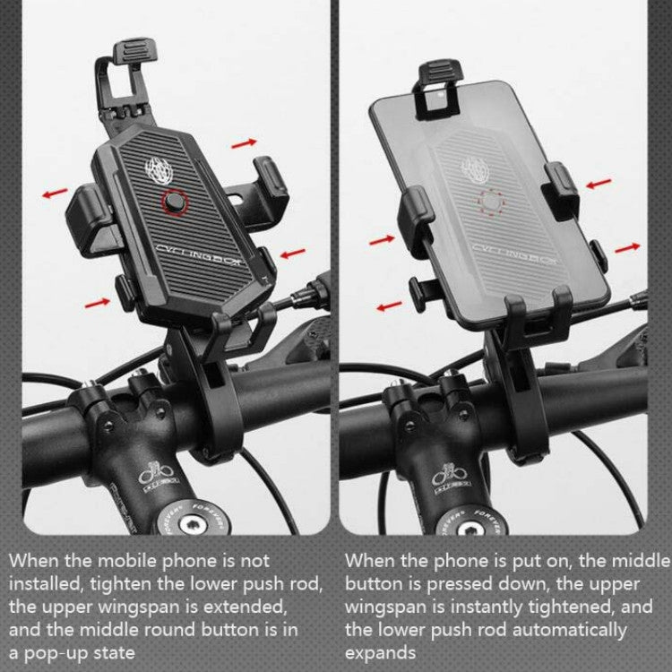 Bicycle Mobile Phone Holder Can Rotate And Adjust Fixed Aluminum Alloy Bracket Automatic Grab Bracket, Style:Rearview Mirror Installation(Silver) - Holders by PMC TechLife | Online Shopping South Africa | PMC TechLife | Buy Now Pay Later Mobicred