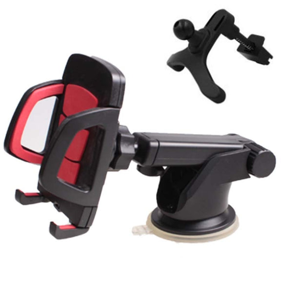 Car Phone Holder Car Air Outlet Mobile Phone Holder Suction Cup Navigation Instrument Panel General, Style:3 in 1(Red)