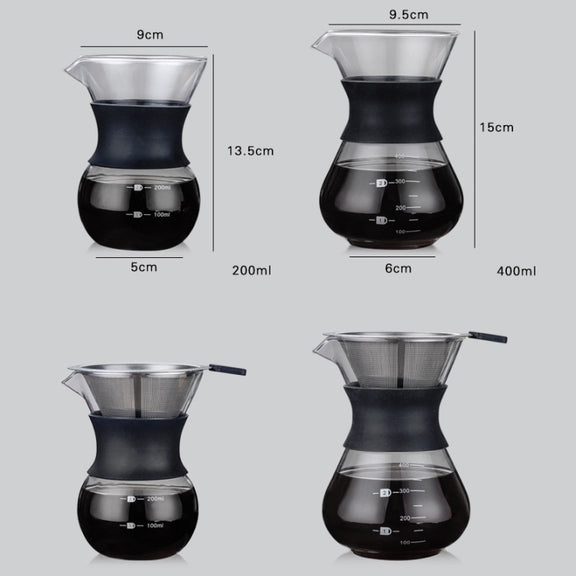 High Temperature Resistant Coffee Maker, Capacity:400ml, Style:With Strainer