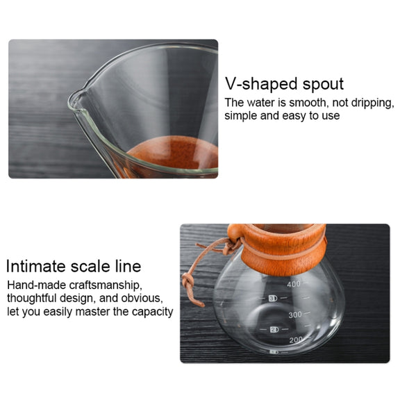 Hand Coffee Pot High Temperature Resistant 400ml Glass Coffee Pot, Style:Pot Without Strainer