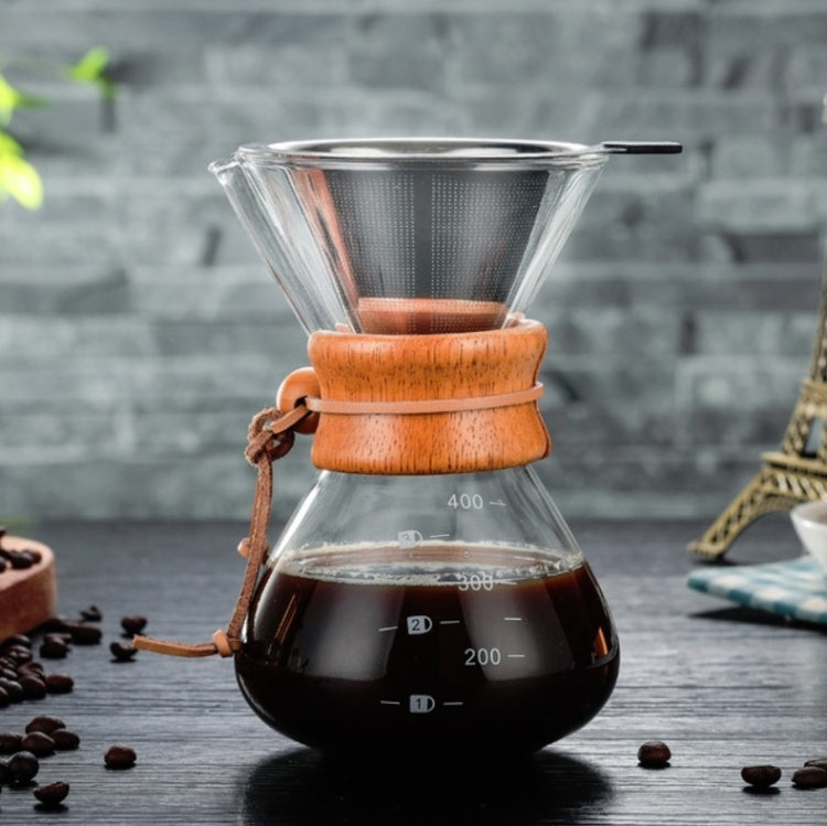 Hand Coffee Pot High Temperature Resistant 400ml Glass Coffee Pot, Style:Pot With Strainer - free shipping - PMC TechLife - Order now!