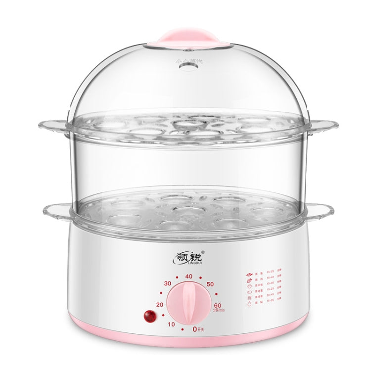 LINGRUI Timer Mini Multi-Function Egg Cooker Automatic Power Off Home Breakfast Machine, CN Plug, Specification:Double Layers(Pink) - free shipping - PMC TechLife - Order now!