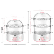 LINGRUI Timer Mini Multi-Function Egg Cooker Automatic Power Off Home Breakfast Machine, CN Plug, Specification:Double Layers(Pink)