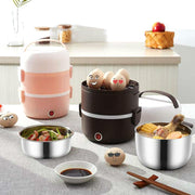 LINGRUI Multi-Function Electric Lunch Box Electric Heating Insulation Cooking Mini Rice Cooker, CN Plug, Specification:Double Layer(Purple)