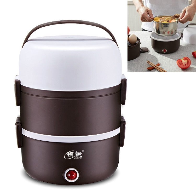 LINGRUI Multi-Function Electric Lunch Box Electric Heating Insulation Cooking Mini Rice Cooker, CN Plug, Specification:Three Layer(Purple) - free shipping - PMC TechLife - Order now!
