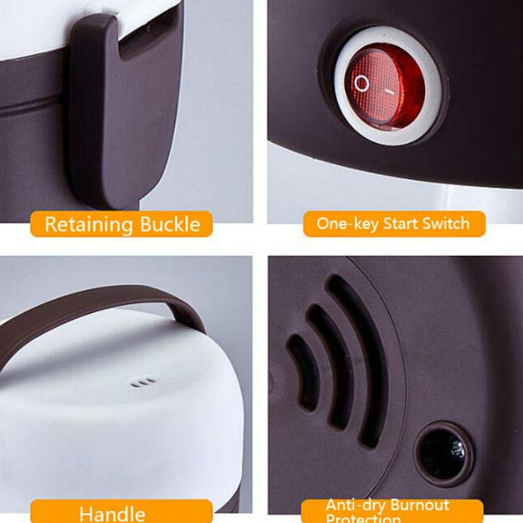 LINGRUI Multi-Function Electric Lunch Box Electric Heating Insulation Cooking Mini Rice Cooker, CN Plug, Specification:Three Layer(Purple)