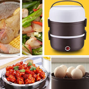 LINGRUI Multi-Function Electric Lunch Box Electric Heating Insulation Cooking Mini Rice Cooker, CN Plug, Specification:Three Layer(Purple)