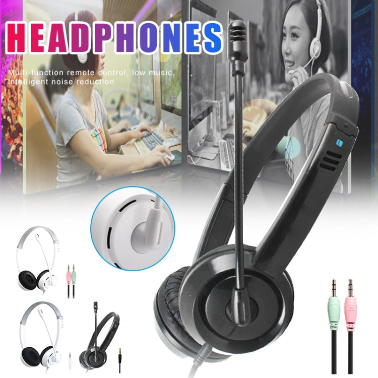 DANYIN DT326 Head-mounted Desktop Computer Children Learning Wire Headset with Microphone, Cable Length:1.8m, Style:3.5mm Two-hole(White) - Multimedia Headset by Danyin | Online Shopping South Africa | PMC TechLife | Buy Now Pay Later Mobicred