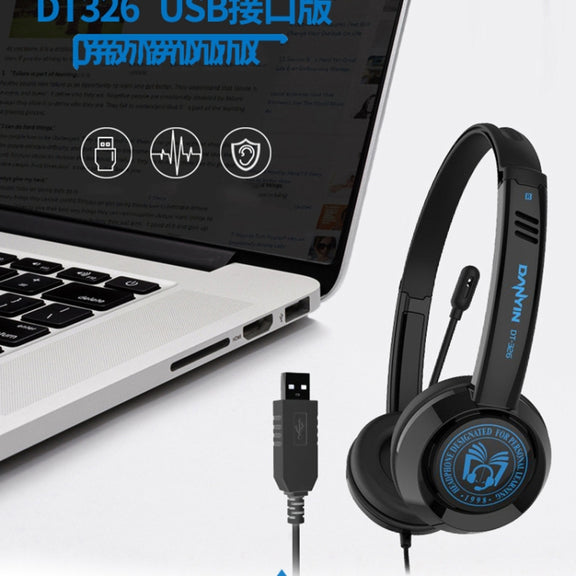 DANYIN DT326 Head-mounted Desktop Computer Children Learning Wire Headset with Microphone, Cable Length:1.8m, Style:3.5mm Two-hole(White)