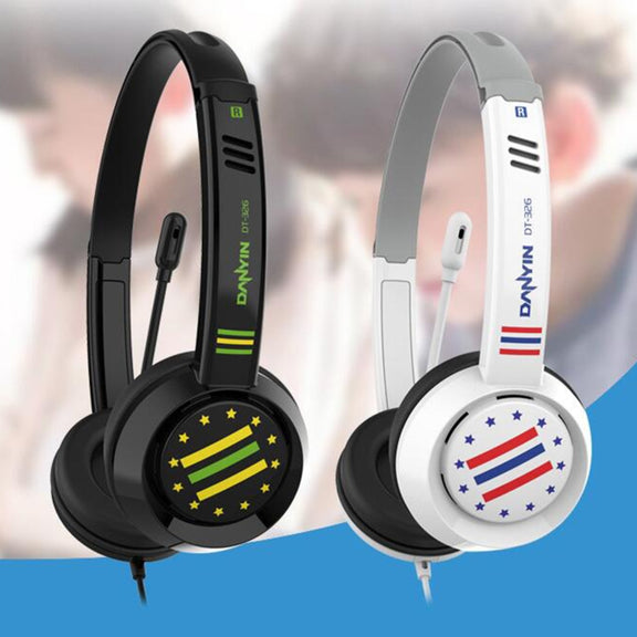 DANYIN DT326 Head-mounted Desktop Computer Children Learning Wire Headset with Microphone, Cable Length:1.8m, Style:Star Flag(Black)