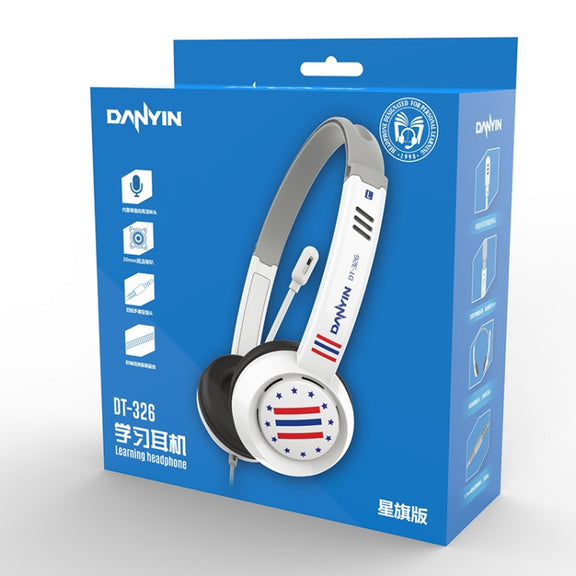 DANYIN DT326 Head-mounted Desktop Computer Children Learning Wire Headset with Microphone, Cable Length:1.8m, Style:Star Flag(Black)