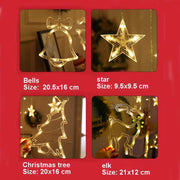 LED Curtain Lights Christmas Decoration Bell And Deer String Lights, Power Supply:USB & Battery Box(Warm White Light)