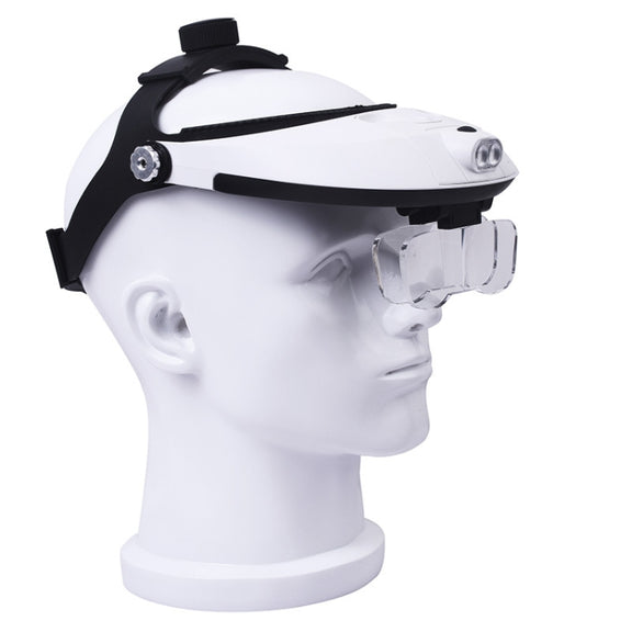 The Elderly Reading And Repairing Magnifying Glass With 2 LED Lamp Head-Mounted HD Magnifying Glass