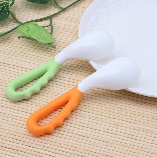 2 PCS Baby Curved Spoon Eat Spoon Baby Pacifier Feeding Spoon Solid Supplies Curved Spoon Children Tableware(Mixing)