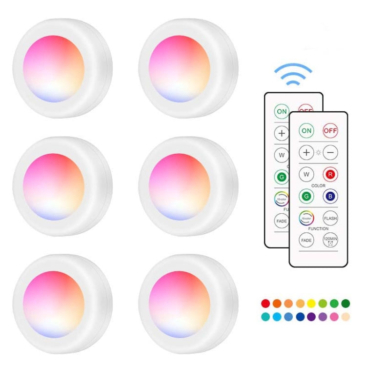 6 PCS / Set 16 Color RGB LED Night Light Strobe Atmosphere Pat Light Remote Control Cabinet Light with 2 Remote Control - Night Lights by PMc TechLife | Online Shopping South Africa | PMc TechLife | Buy Now Pay Later Mobicred
