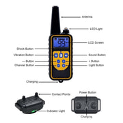 Bark Stopper Dog Training Device Dog Collar with Electric Shock Vibration Warning(AU Plug)