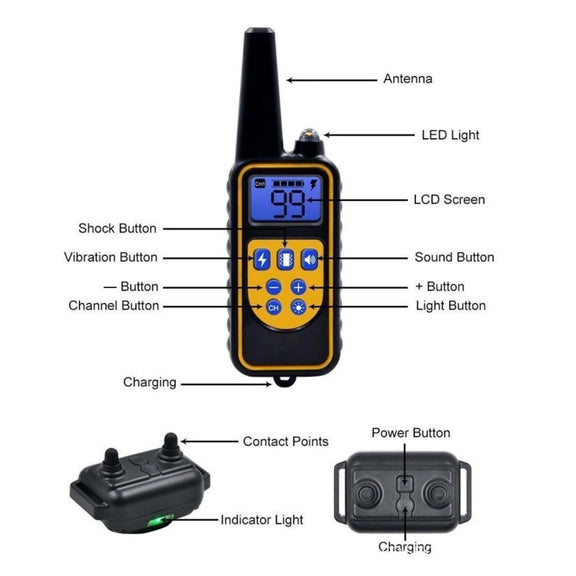Bark Stopper Dog Training Device Dog Collar with Electric Shock Vibration Warning(AU Plug)