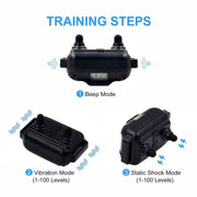 Bark Stopper Dog Training Device Dog Collar with Electric Shock Vibration Warning(AU Plug)