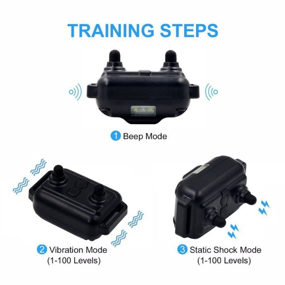 Bark Stopper Dog Training Device Dog Collar with Electric Shock Vibration Warning(AU Plug)