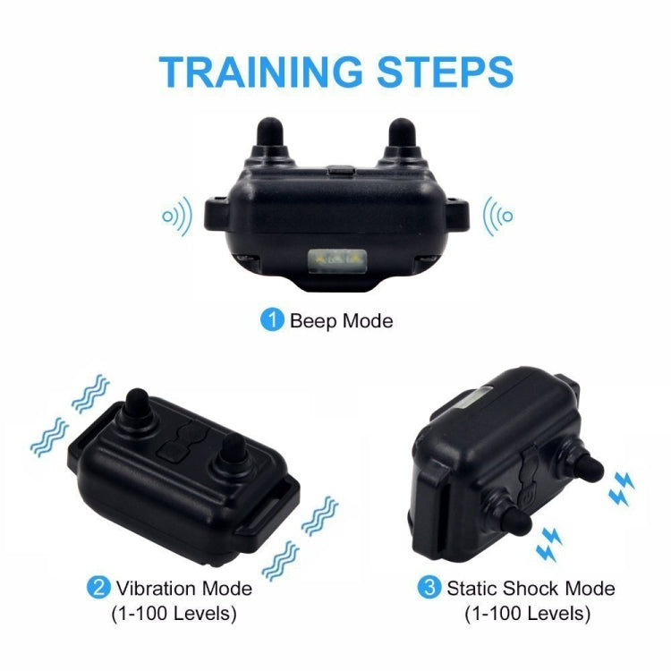 Bark Stopper Dog Training Device Dog Collar with Electric Shock Vibration Warning(AU Plug)
