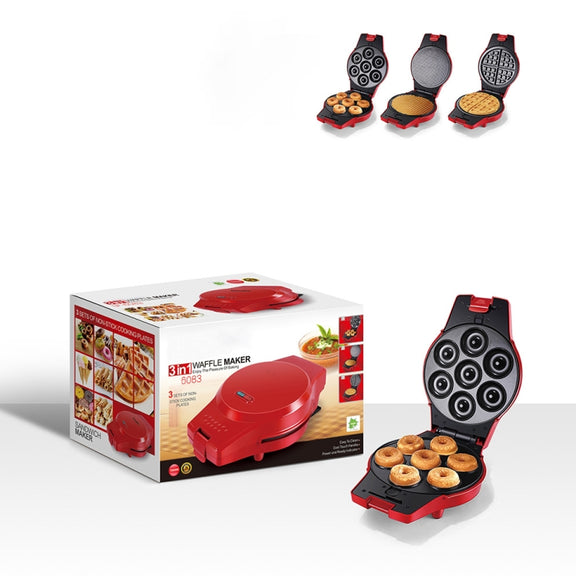 3-in-1 Multi-Function Eleictric Baking Pan Breakfast Maker Donut Sandwich Waffle Maker Pizza Maker, EU Plug