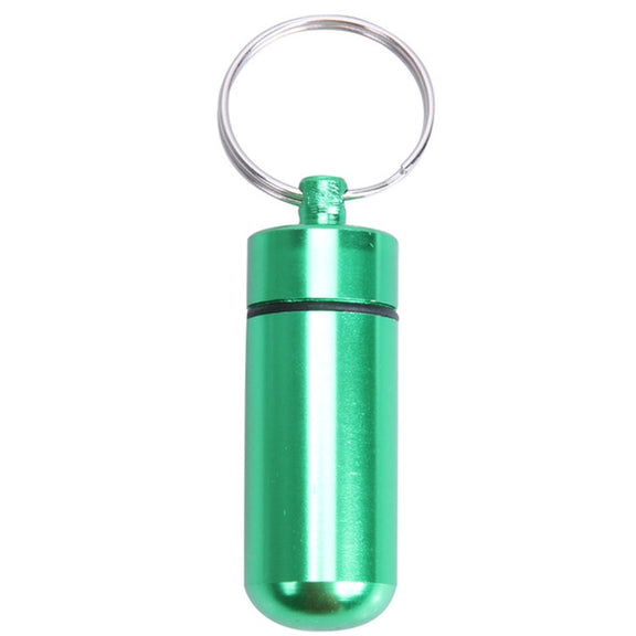 10pcs Portable Sealed Water-resistant Aluminum Alloy First Aid Pill Bottle with Keychain(Green)