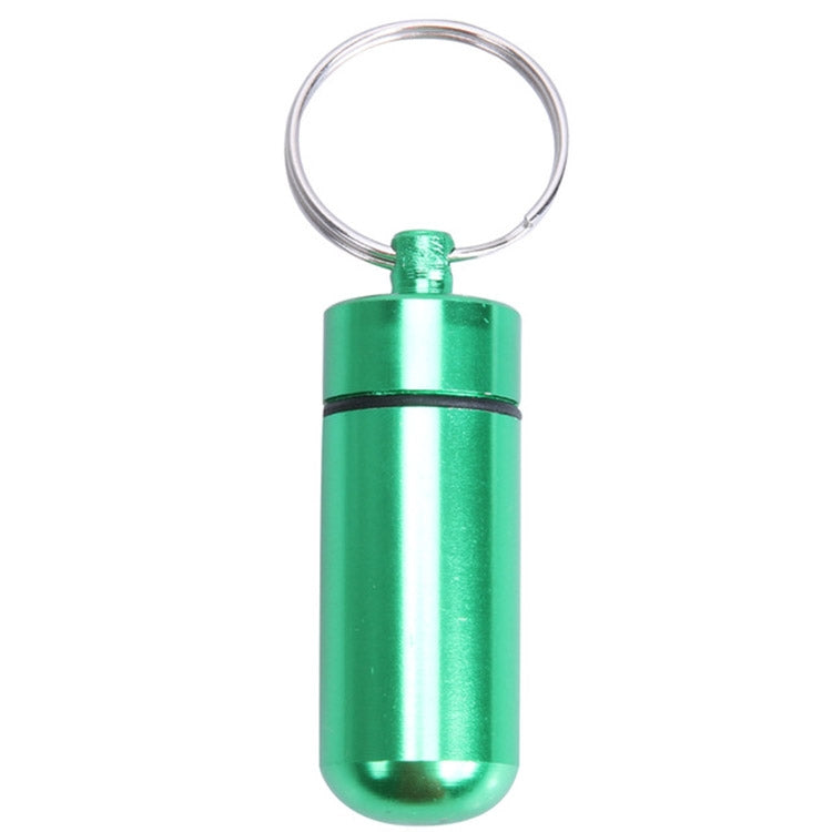 10pcs Portable Sealed Water-resistant Aluminum Alloy First Aid Pill Bottle with Keychain(Green)