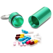 10pcs Portable Sealed Water-resistant Aluminum Alloy First Aid Pill Bottle with Keychain(Green)